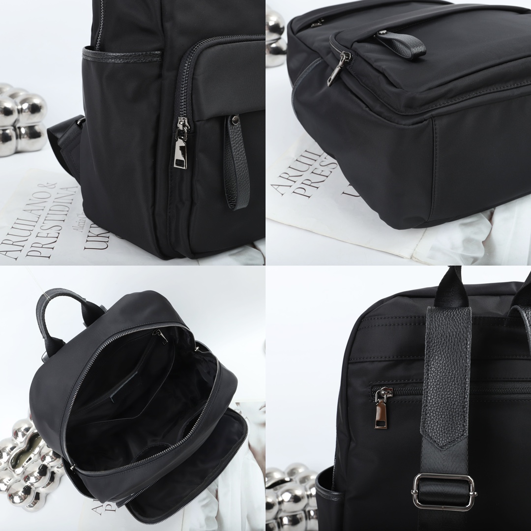 5638XL01 Classic Waterproof Fabric Backpack High-capacity Paired With Cowhide Leather Neutral Style Lightweight and Simple Business Travel Computer Ba