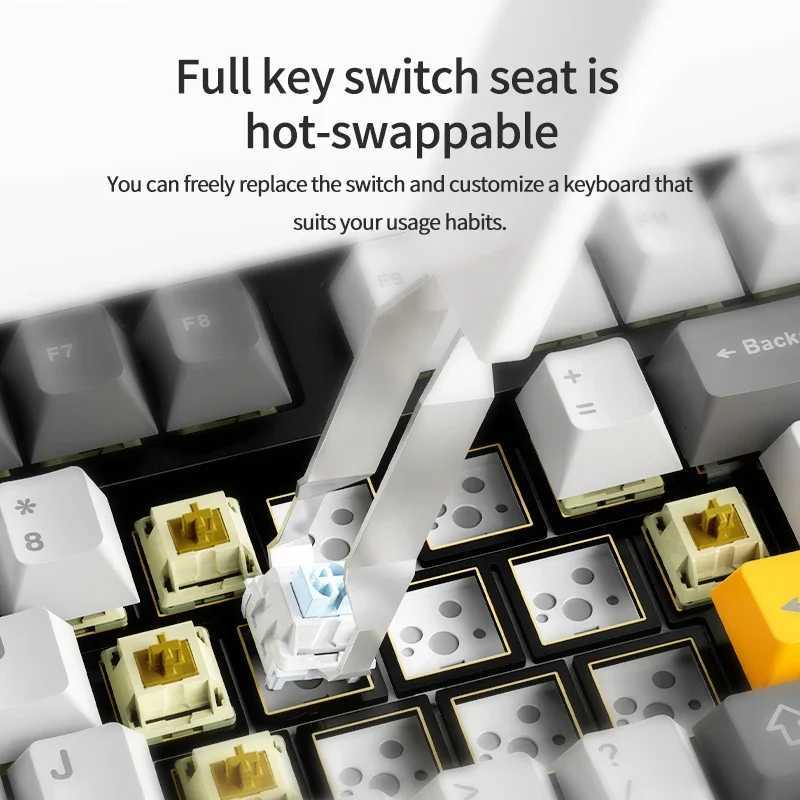 New Ajazz AK35I V3 MAX Tri-Mode Wired Wireless Gaming Keyboard Gasket Full Key Hot Swap 104 Keys Customized Keyboard Z250805