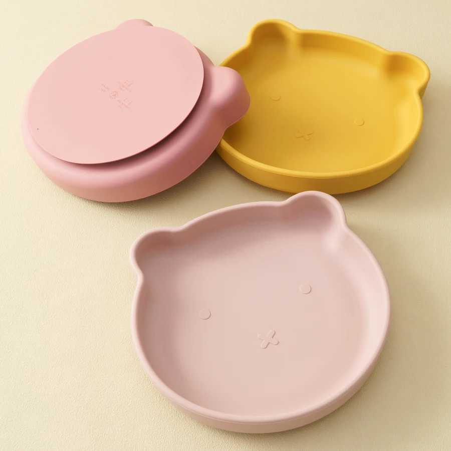 1PC Silicone Baby Dishes Suction Dining Plate Cartoon Bear Shape Baby Plates Eating Training Baby Food Storage Kids Tableware X250806