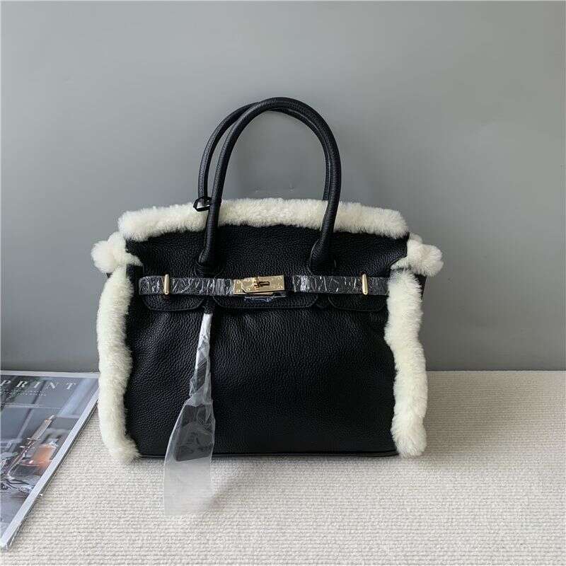 Designer Bag Tote Shoulder Bag Korean Fashion Classic Top Layer Cowhide With Australian Lamb Wool High Quality Handbag