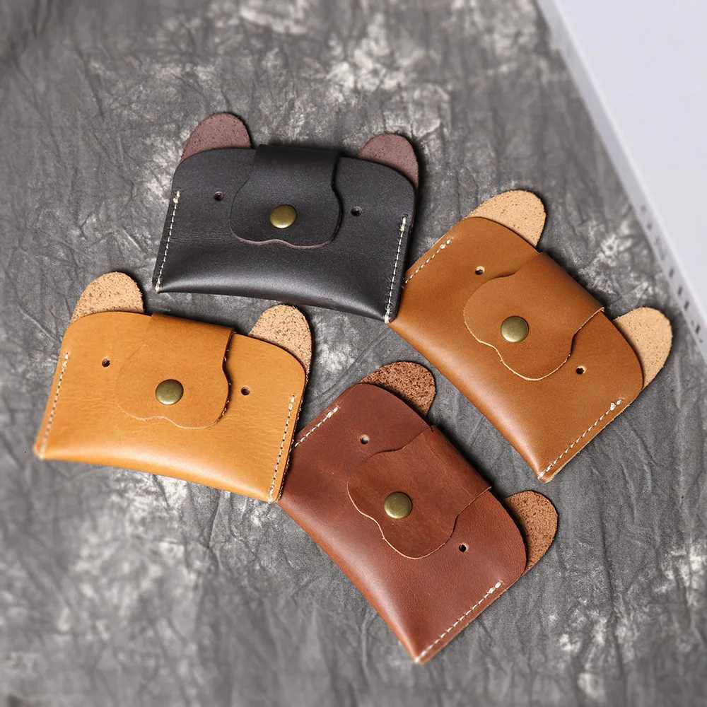 LUOKIR Creative Leather Cartoon Puppy Small Amount of Cash Bag Top Layer Cowhide ID Card Holder Cute Small Card Bag XJ250806