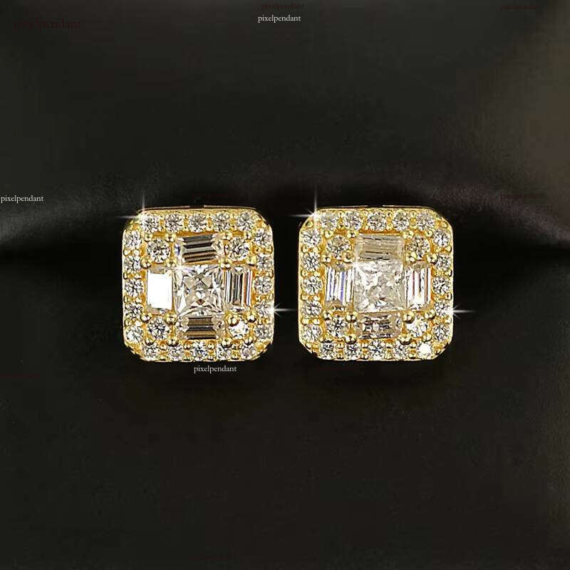 1.16 CTW Fancy Cut Princess Baguette Earrings With GRA Jewelry Fresh Same Design Men's Sier Moissanite Studs