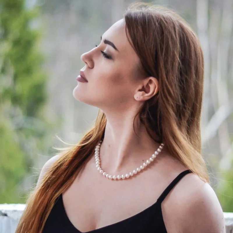 White Imitation Pearl Choker Necklace Elegant Big Round Pearl Wedding Necklace for Women Charm Fashion Jewelry Gifts Y250805