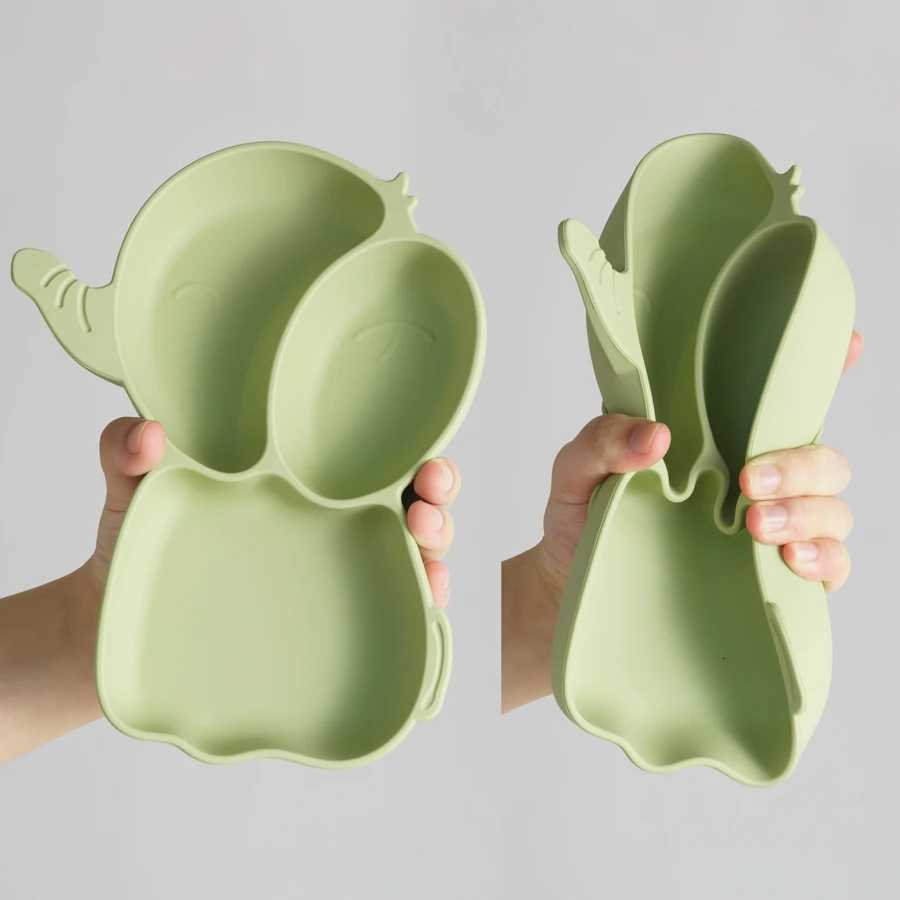 1PCS Baby Silicone Dining Dishes Plate Kids Feeding Plate Sucker Cartoon Elephant Children Dishes Toddler Training Tableware X250806