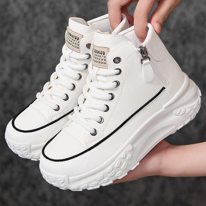 New Fashion Versatile Mid-Calf for Women Casual Thick-Soled Sports White Shoes Soft Sole Comfortable Women's Single Shoes