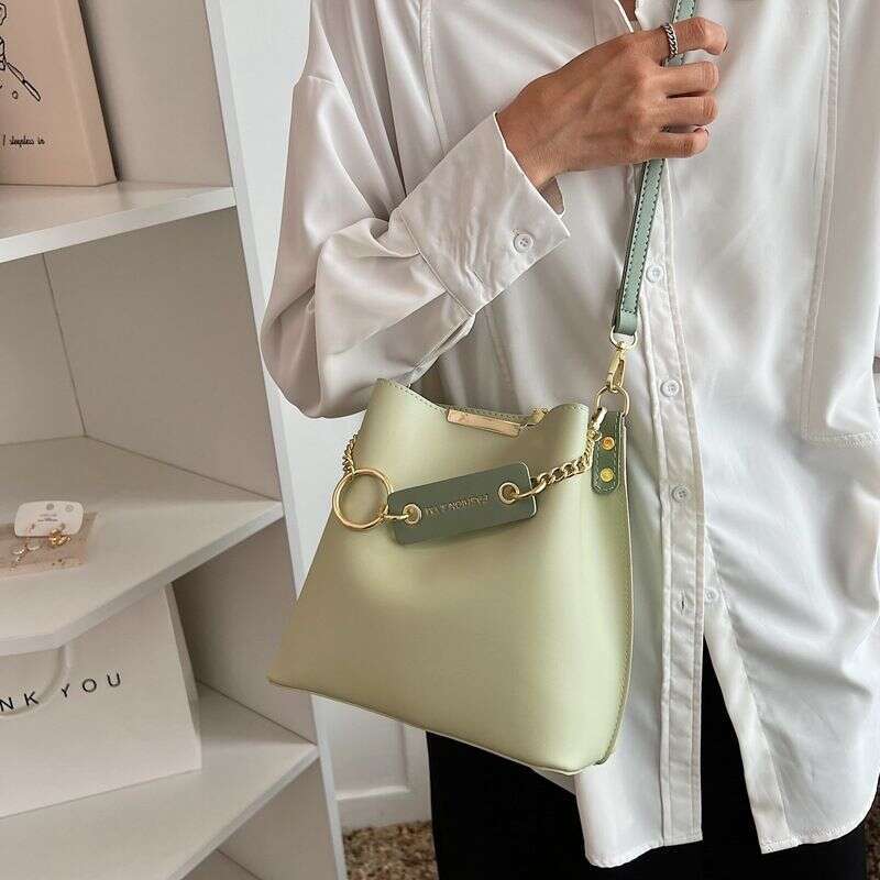 Women's Popular Crossbody Female Bucket Fashion Texture Solid Color Shoulder Bag