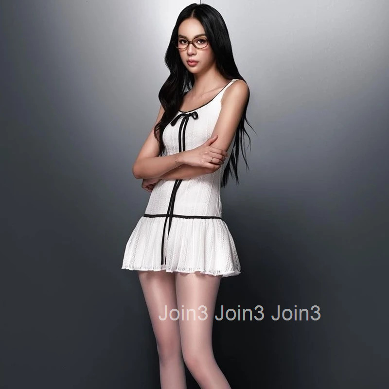 WhereMery Elegant Sleeveless Slim Fit Y2K Dress Aesthetic Butterfly Knot Open Back Mini Dresses Korean Street Style Vestidos