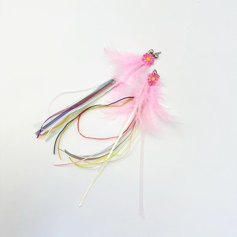 Pet Teasing Stick Long Rod Flower Fairy New Cat Toy Colorful with Bell Hanging Rope Self Hi