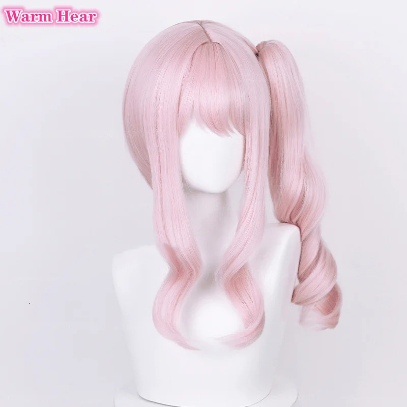 Anime Synthetic Hair Akiyama Mizuki Cosplay Wig Long 45cm Light Pink Curly Wig Heat Resistant Hair Halloween Party Woman Wigs 250805