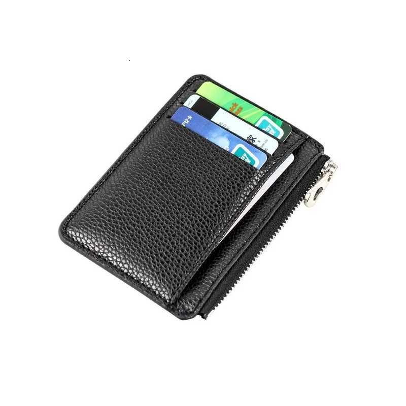 Slim Wallet Purse PU Leather Women Men Card Holder Unisex Zipper Business Card Case Credit Mini Bank Cards Holder Gift WalletXJ250806