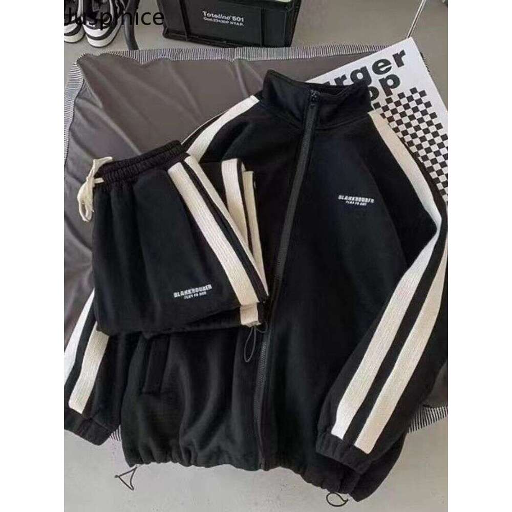 Juspinice Spring Autumn Two-Piece Hooded Jacket Zipper Sweatshirt Pants Y2k Street Casual Sports Suit Men Clothing