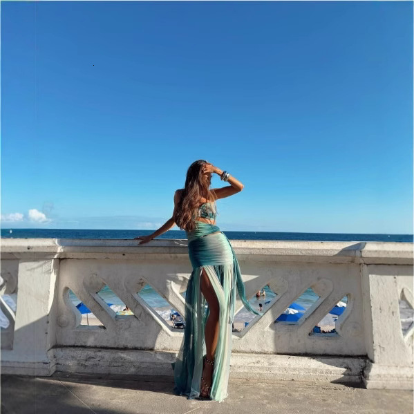 2025 summer hot selling new strapless printed slim fit dress, fashion new designer dress