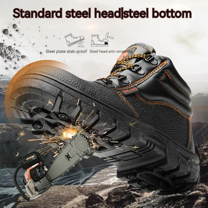Wear-resisting Men Work Safety Boots Anti-smash Anti-puncture Work Sneakers Waterproof Boots Indestructible Protective Work Boot 250731