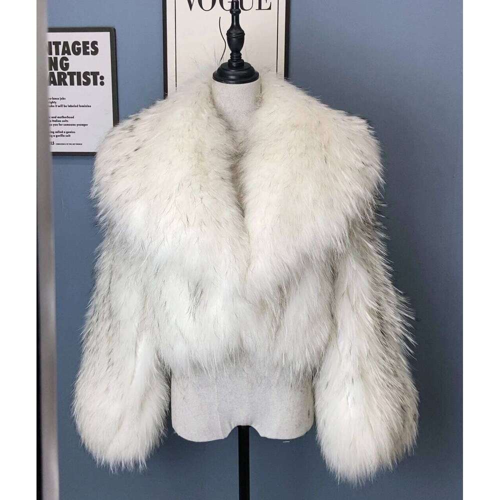 2024 Real Coat Winter Jacket Women Natural Fox Fur Raccoon Outerwear Turn-Down Collar Thick Warm Female Streetwea 250806