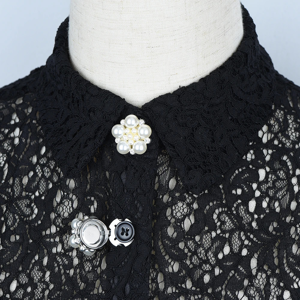 2pcs Faux Pearl Rhinestone Shirt Button Cover Cufflinks Button Pins for Ladies Clothing Sleeve Buttons Accessories 250806