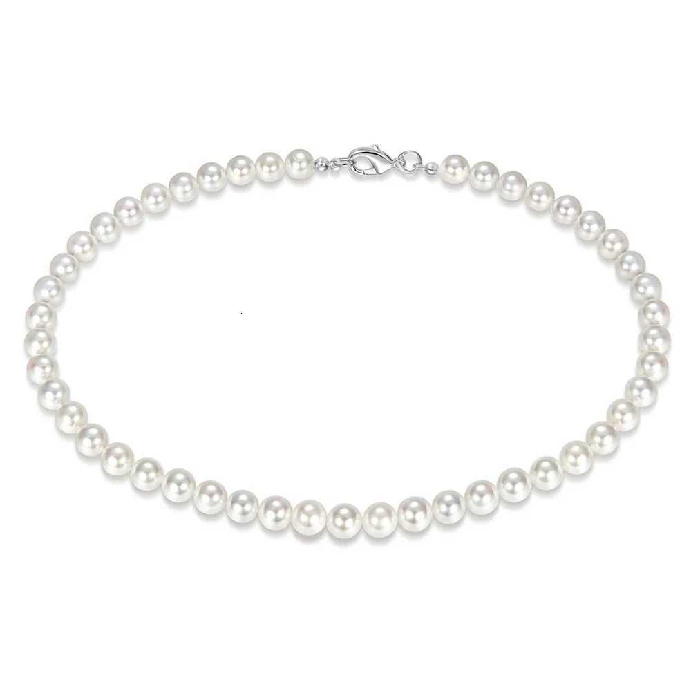Pearl Necklace Men Simple Handmade Strand Bead Necklace 2022 New Trendy Men Jewelry for Women Girls Wedding Banquet Necklaces Y250805