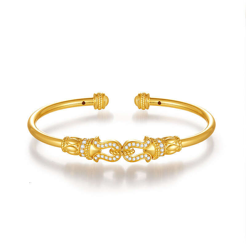 Sier Inlaid Moissanite Bracelet for Women Handmade Bestselling Morning Dew Bangle Light High-end Feel d1