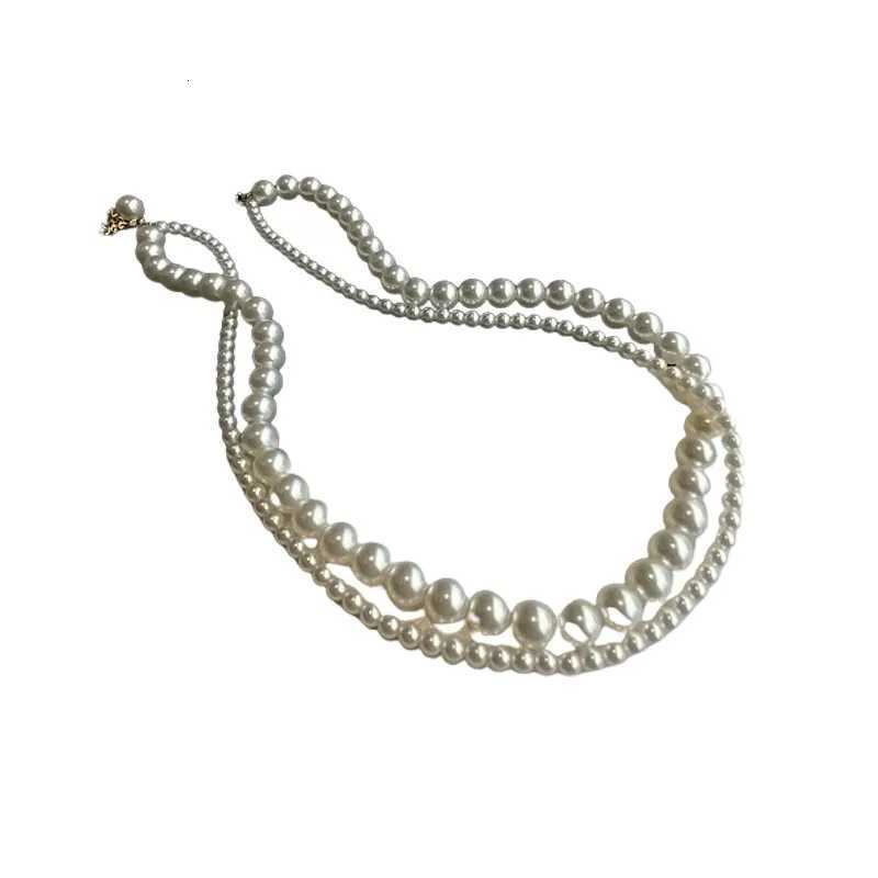 Stacked Wearing Double-layered Pearl Necklace Womens Simple Design Clavicle Chains Elegant Short Choker Jewelry for Party Y250805