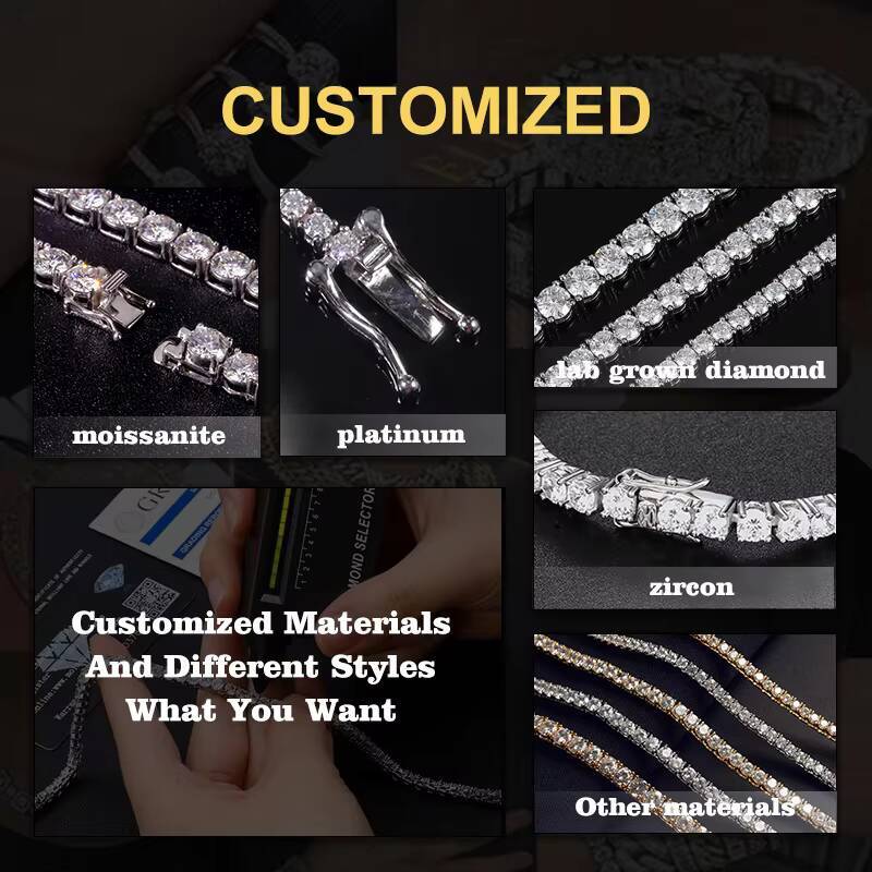 2025 Hot Sale 925 Silver Necklace Moissanite Super White VVS Round Brilliant Cut Necklace Hip Hop Style Necklace Neck