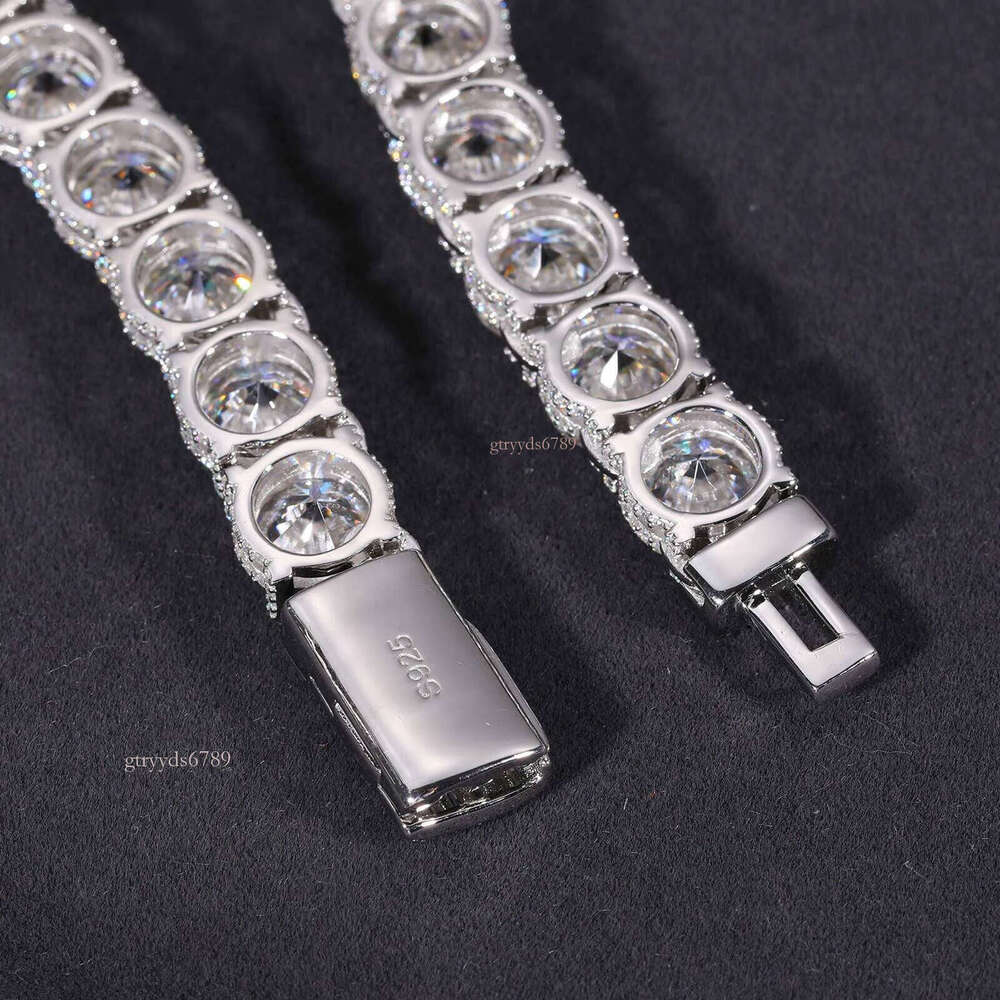 Designer NecklaceDesign Iced Out Bracket 10mm Sterling Sier Vvs Moissanite Dia Baguette Buckle Tennis Chain Necklace