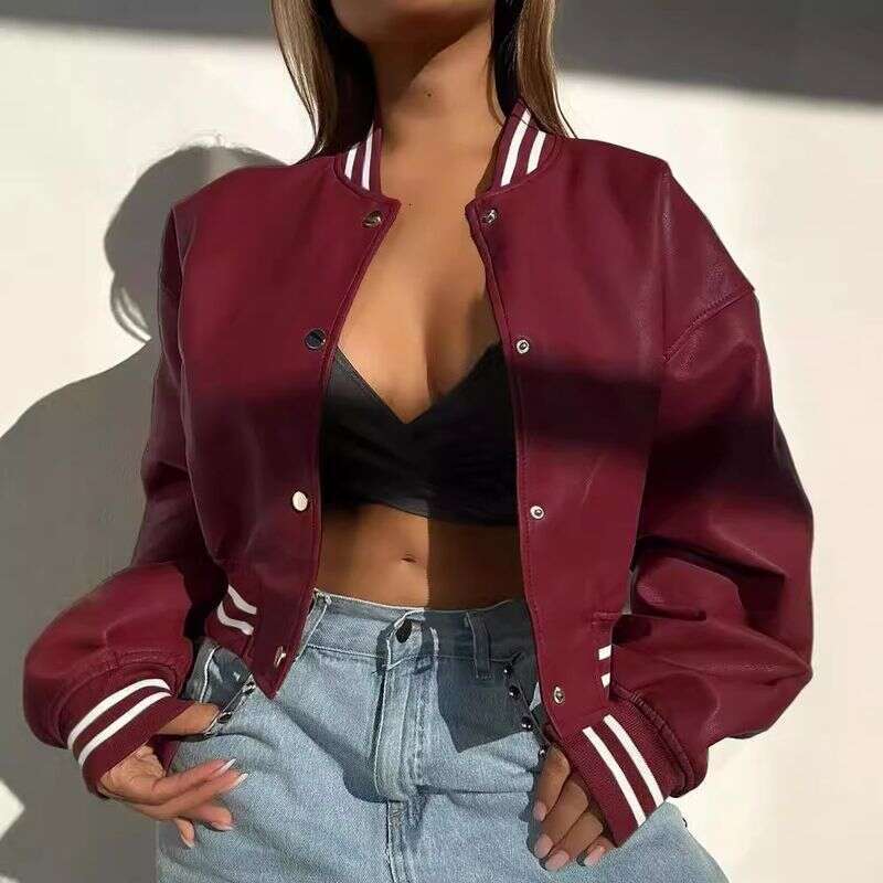 Clothing Autumn and Winter Women's New Long sleeved Motorcycle Fashion PU Leather Small Jacket