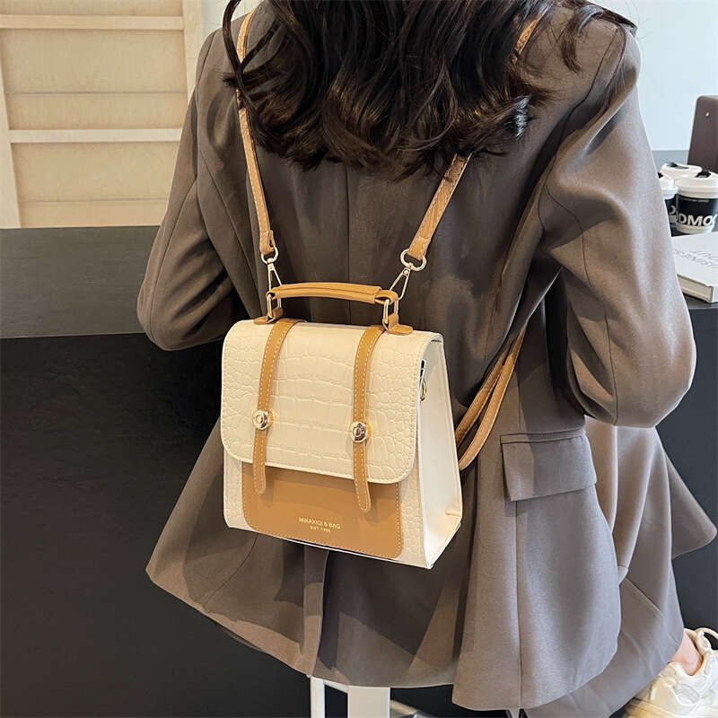 Leather backpack - crocodile leather - embossed texture, high-end niche design, fashionable ideal choice - smart women's work and social occasion