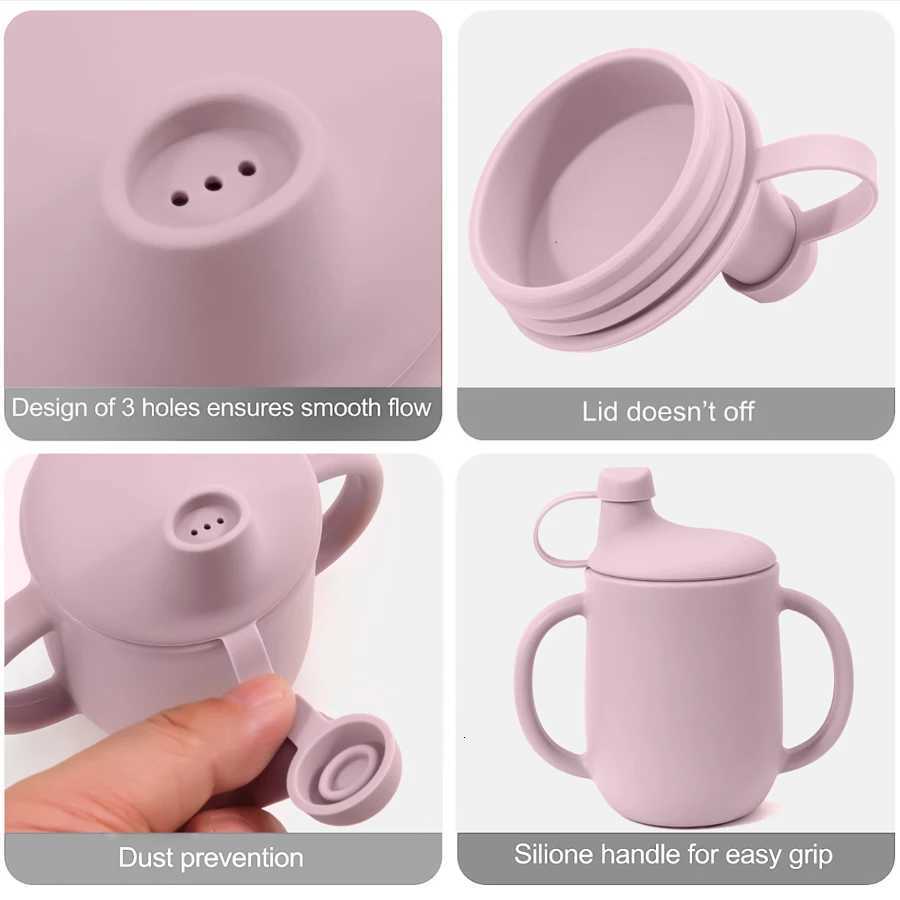 New Mother Kids Baby Silicone Cups With Lid Portable Learning Drinking cup Childrens Water Bottle Baby Items Free Shipping X250806