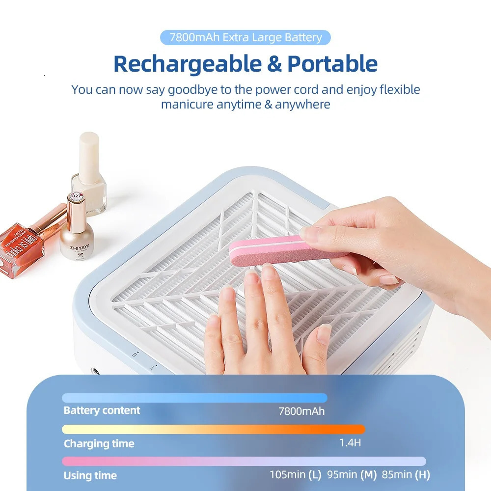 Wireless 120W Super Suction Nail Dust Collector Brushless Nail Dust ctor Nail Art Manicure Fan Vacuum Cleaner With 2 Filter 250729