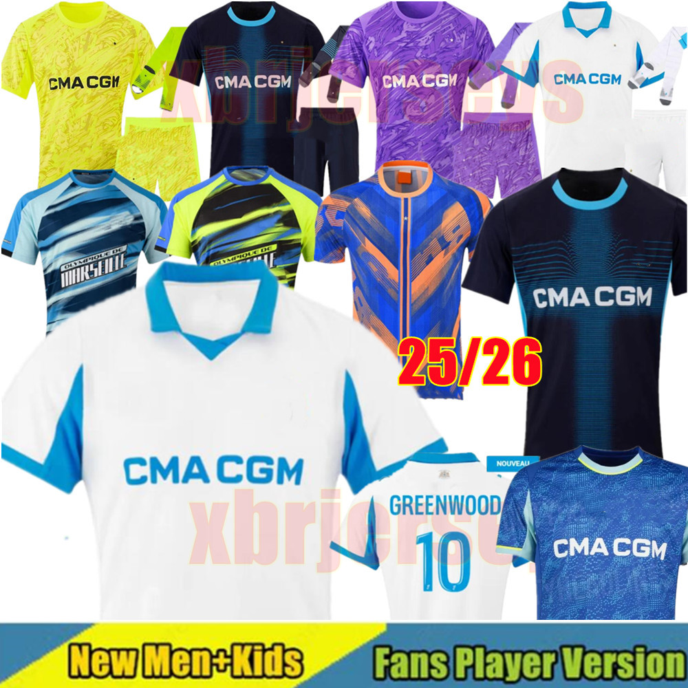 25 26 maillot de foot GREENWOOD marseilL e jersey soccer RABIOT MEDINA PAIxao MAUPAY OUNAHI harit 4XL 2025 2026 OM man KIDS football shirt hommes enfants GOUIRI ANGEL