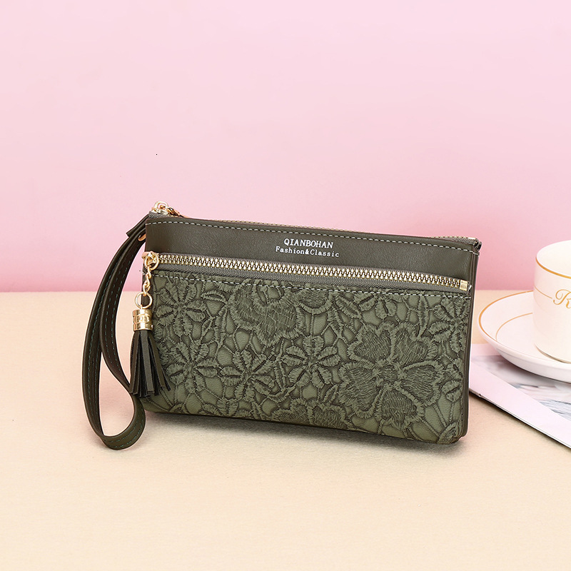 Women's Long Korean Version Embroidered Large Capacity Zipper Clutch Fashion Wallet