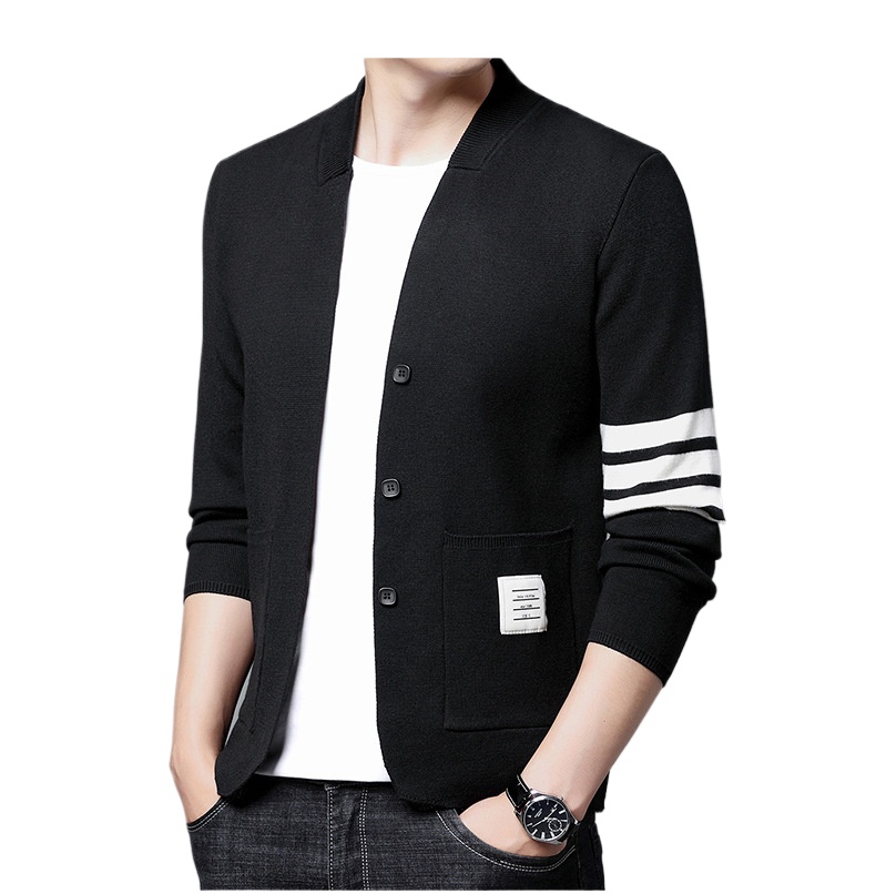 High-end knitted sweater men's new cardigan thin spring and autumn wool sweater jacket casual handsome top trendy