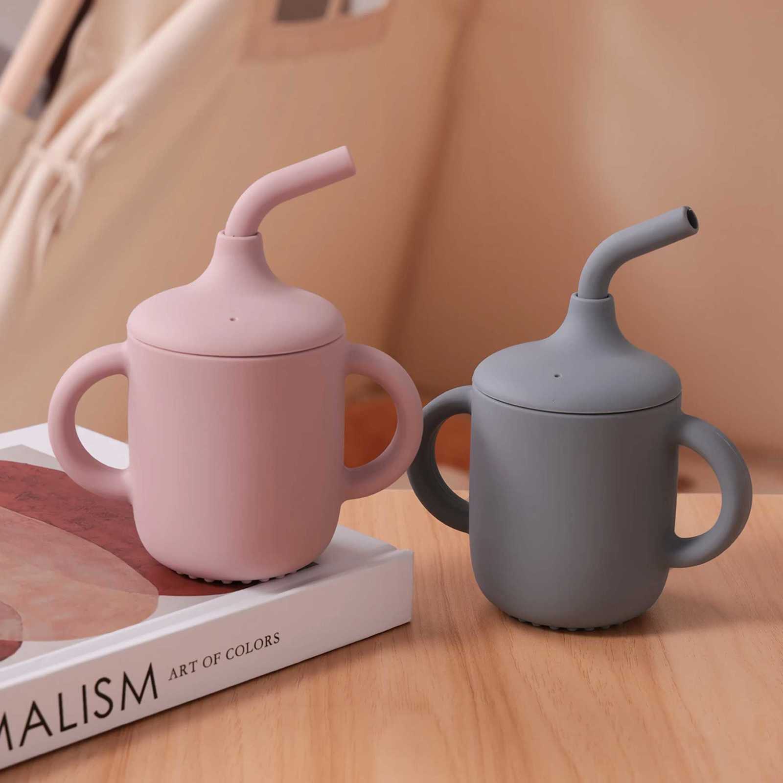 1PCS Baby Silicone Straw Cup BPA Free Leak-Proof Learning Cup Dual Handle Travel Feeding Training Cup Toddler Drinking Water Cup X250806