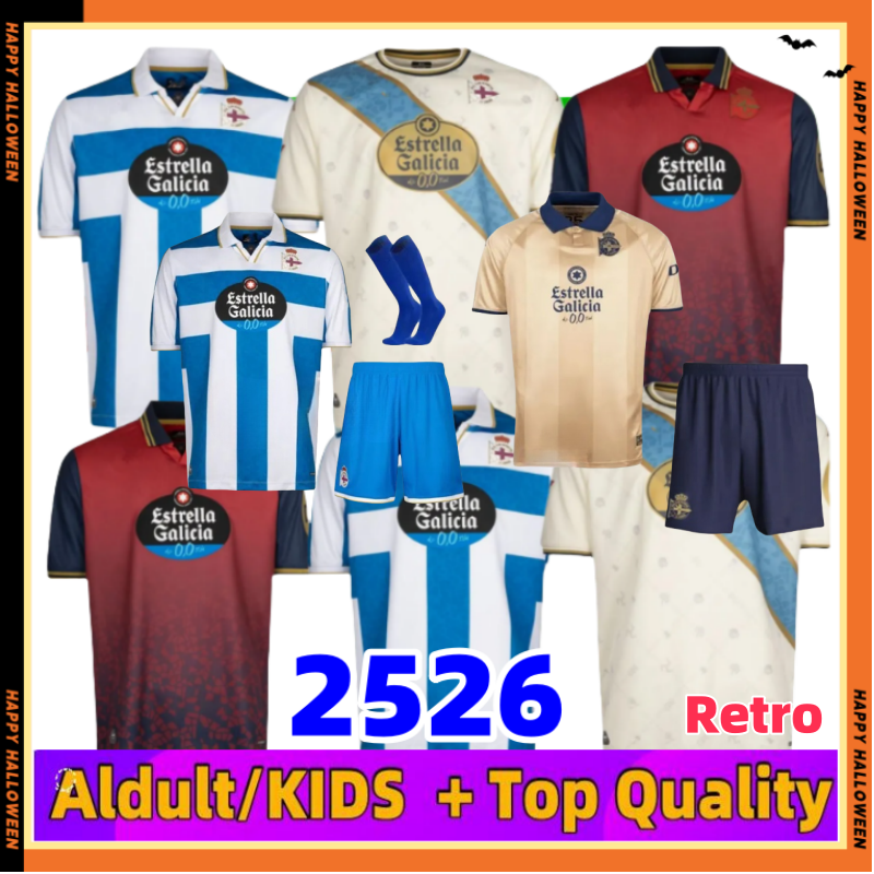 25 26 Deportivo de la Coruna Soccer Jerseys 2025 2026 Men Kids Lucas Davo Yeremay Barbero 94 95 98 99 00 01 Retro La Coruna D.villares Macaay Bebeo classic Football Shirt