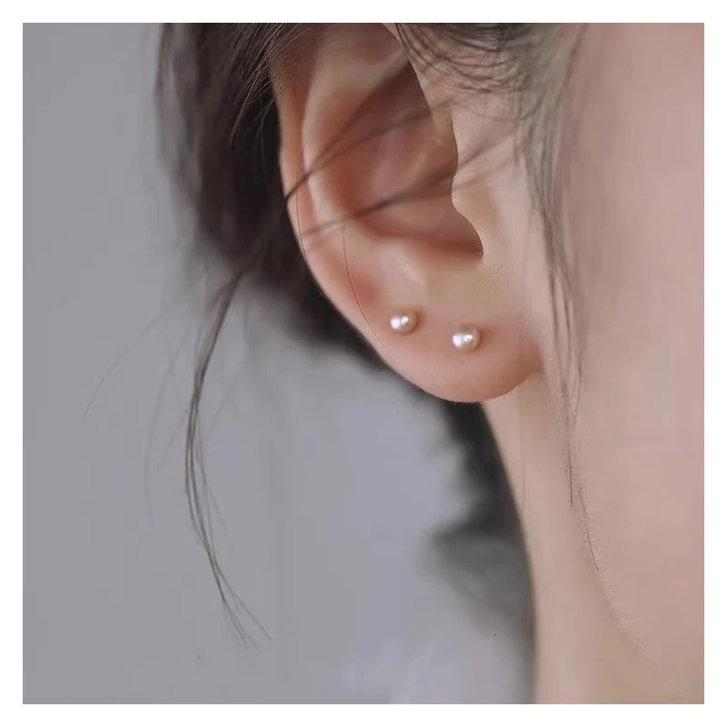 Natural 5-6mm bread freshwater pearl and 14KGP stud elegant charming lovely 1 pair earrings 250805