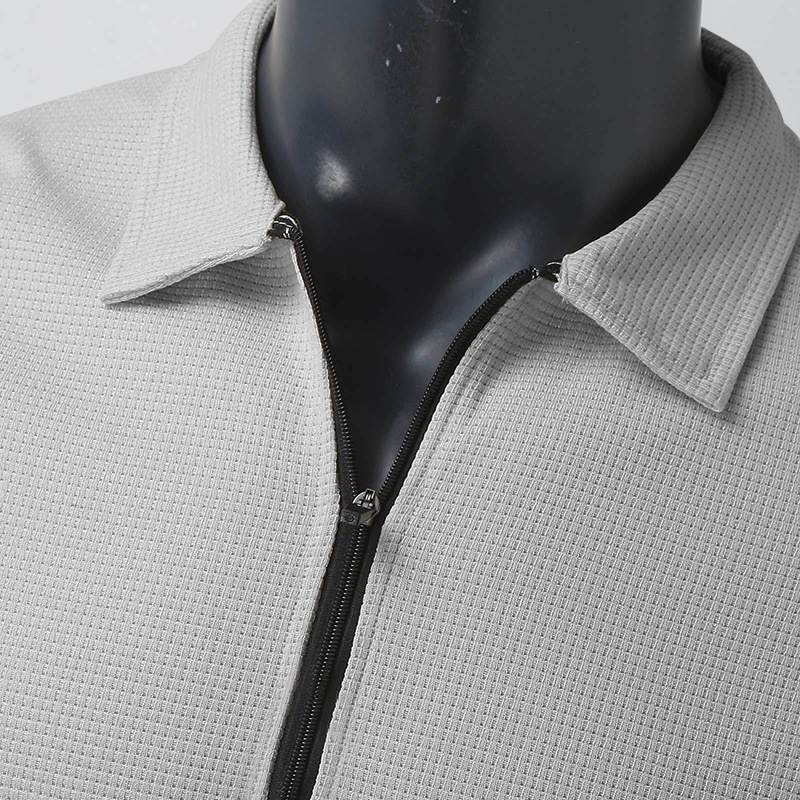 2025 Men's Autumn New Youth Waffle zipper lapel Slimming cardigan Jacket European code: S-3XL