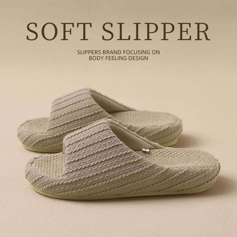 High-end Home Couple Women, All-Season Universal, Sweat-Absorbent, Breathable, Odor-Free Cotton Linen Slippers for Men