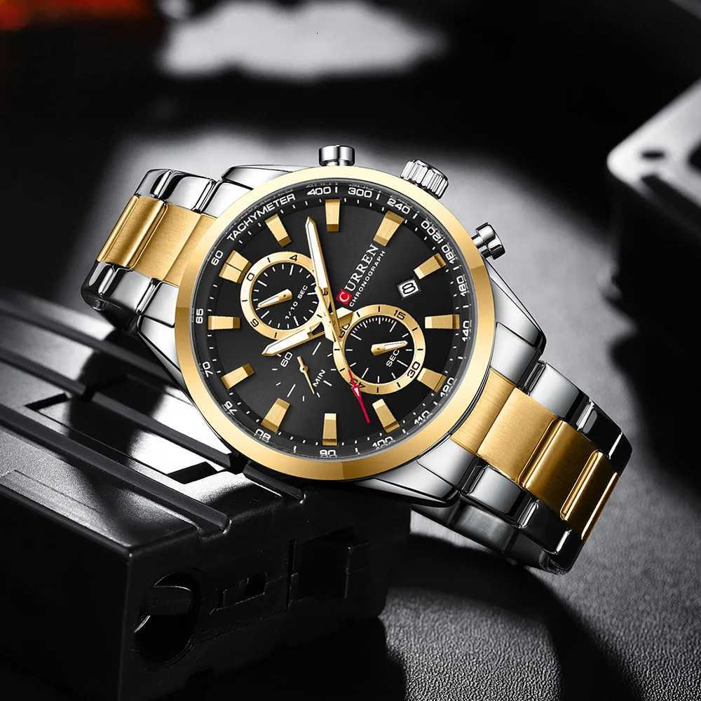 Current Casual Sporty Brand Stainless Steel Band Wristwatches for Men Chronograph Quartz with Date New 8445 W250806