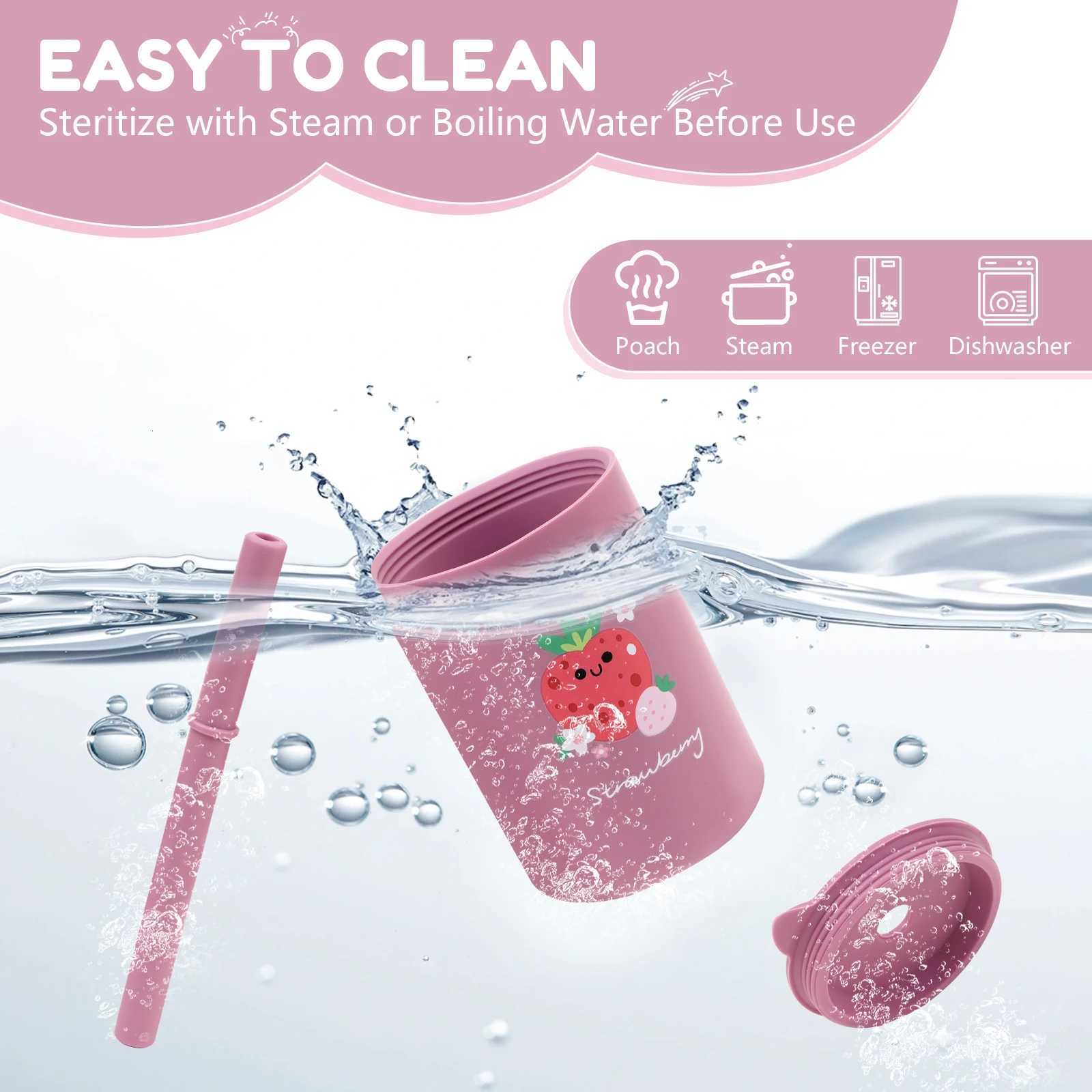 Baby Feeding Drinkware Straw Cup Baby Learning Feeding Bottles Anti-Hot Leakproof Silicone Tableware Toddler Water Bottle X2508061