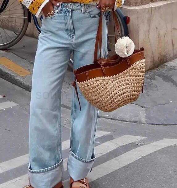 Bohemian Female Large Capacity Basket Bag New FAshion Grass Woven Portable Beach Single Shoulder Bags Z250806