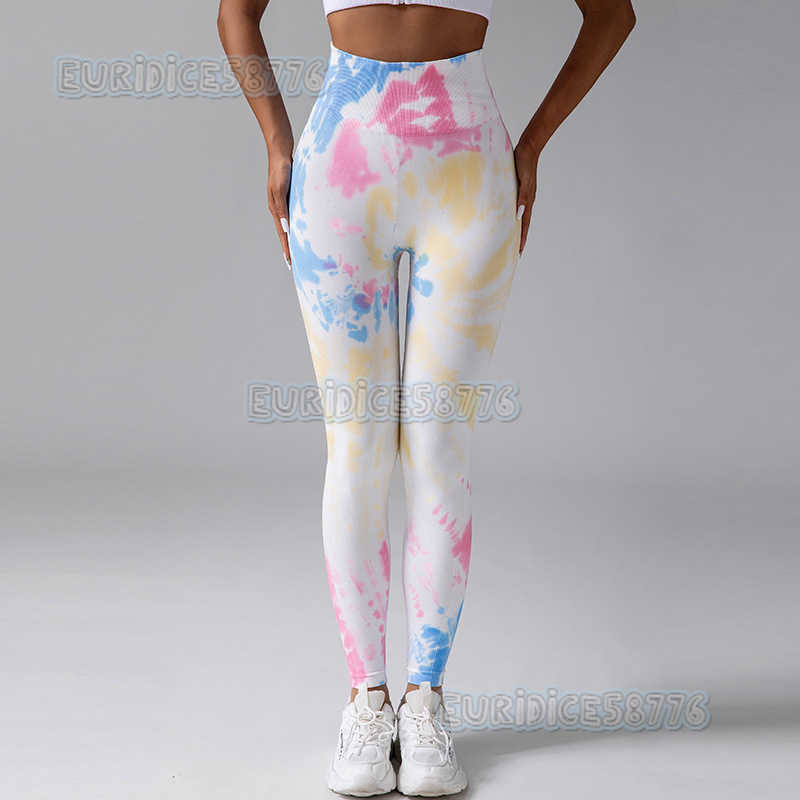 Peach Butt Yoga Pants for Women Tie-dye Yoga Wear Printed High Waist Hip-lifting Sports Leggings Outdoor H250806