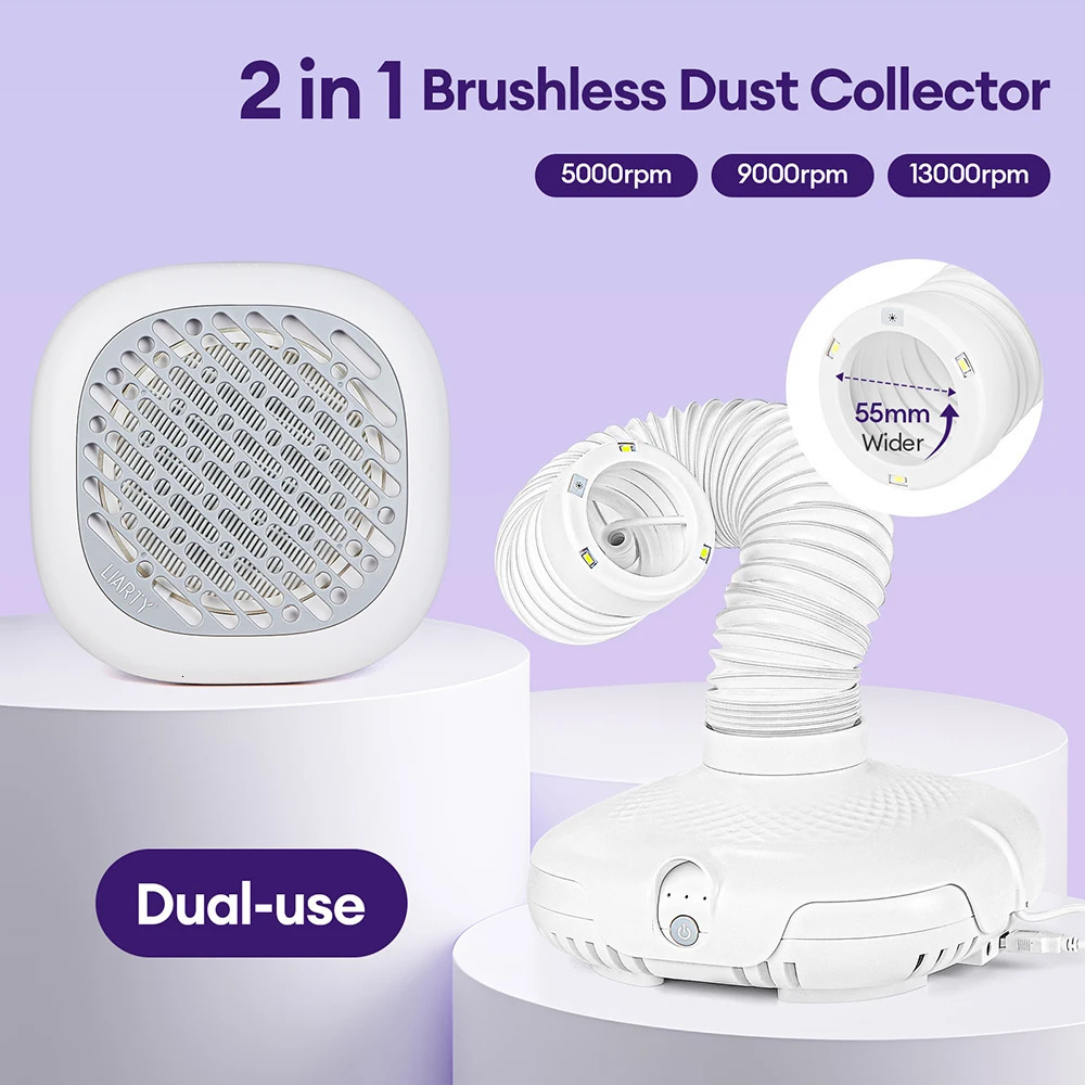 130W Super Suction Brushless Nail Dust ctor Powerful Nail Dust Collector Nail Art Manicure Fan Vacuum Cleaner With 2 Filter 250729