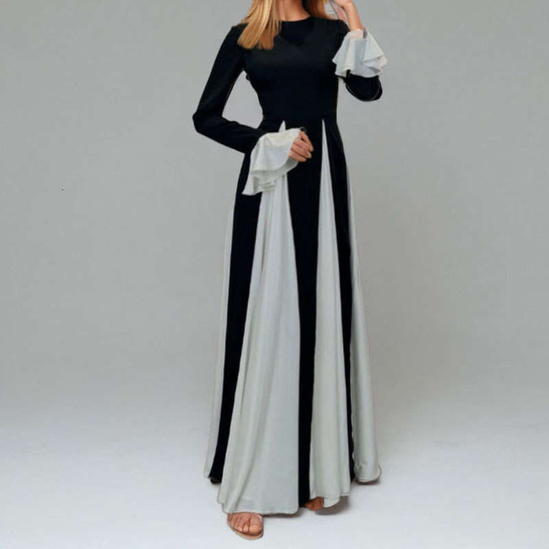Spring New Women's Fashion Elegant Fashionable Solid Color Long Dress B5