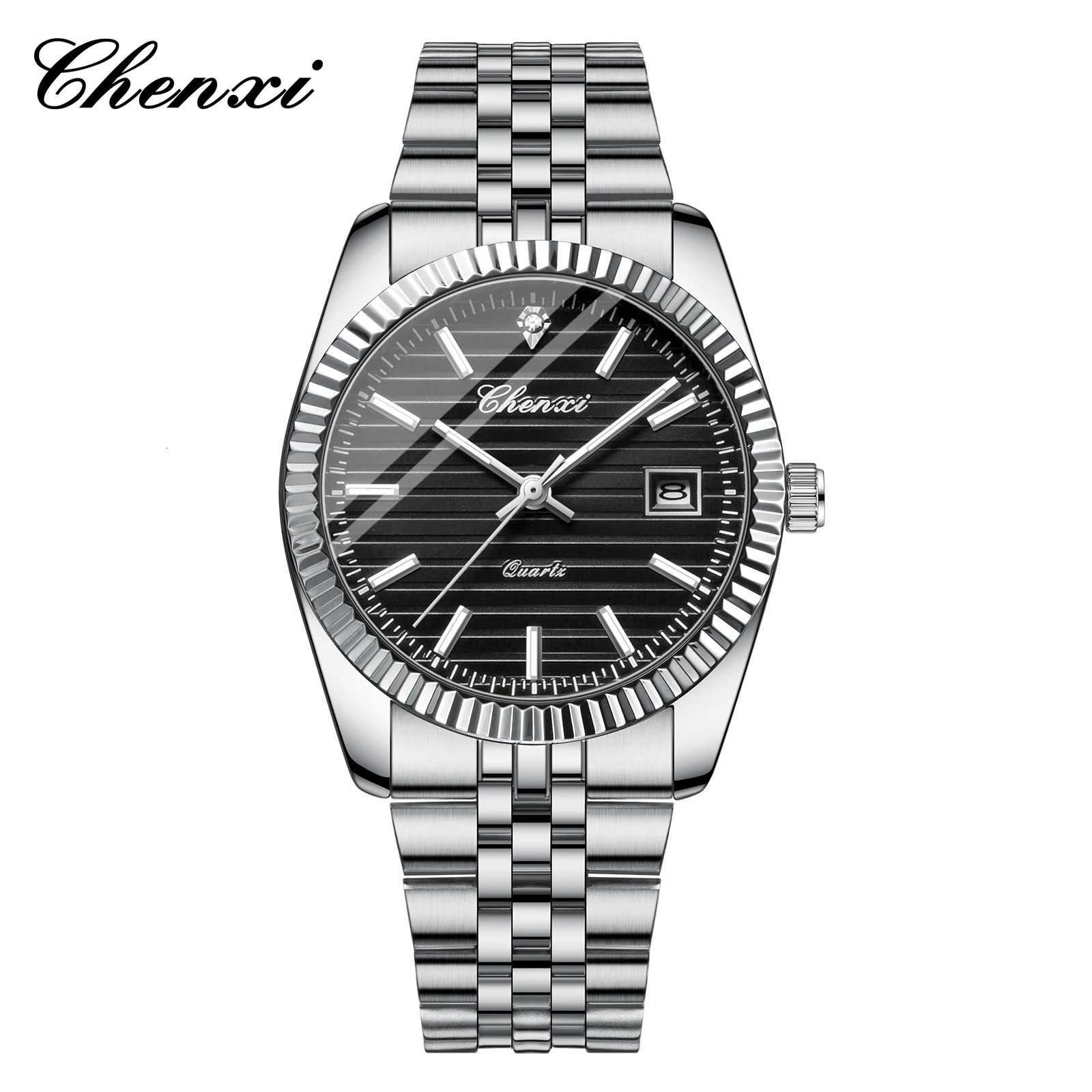 004D Mens Quartz es Luxury Stainless Steel Waterproof Luminous Date Wrist Casual Watch for Men W250806