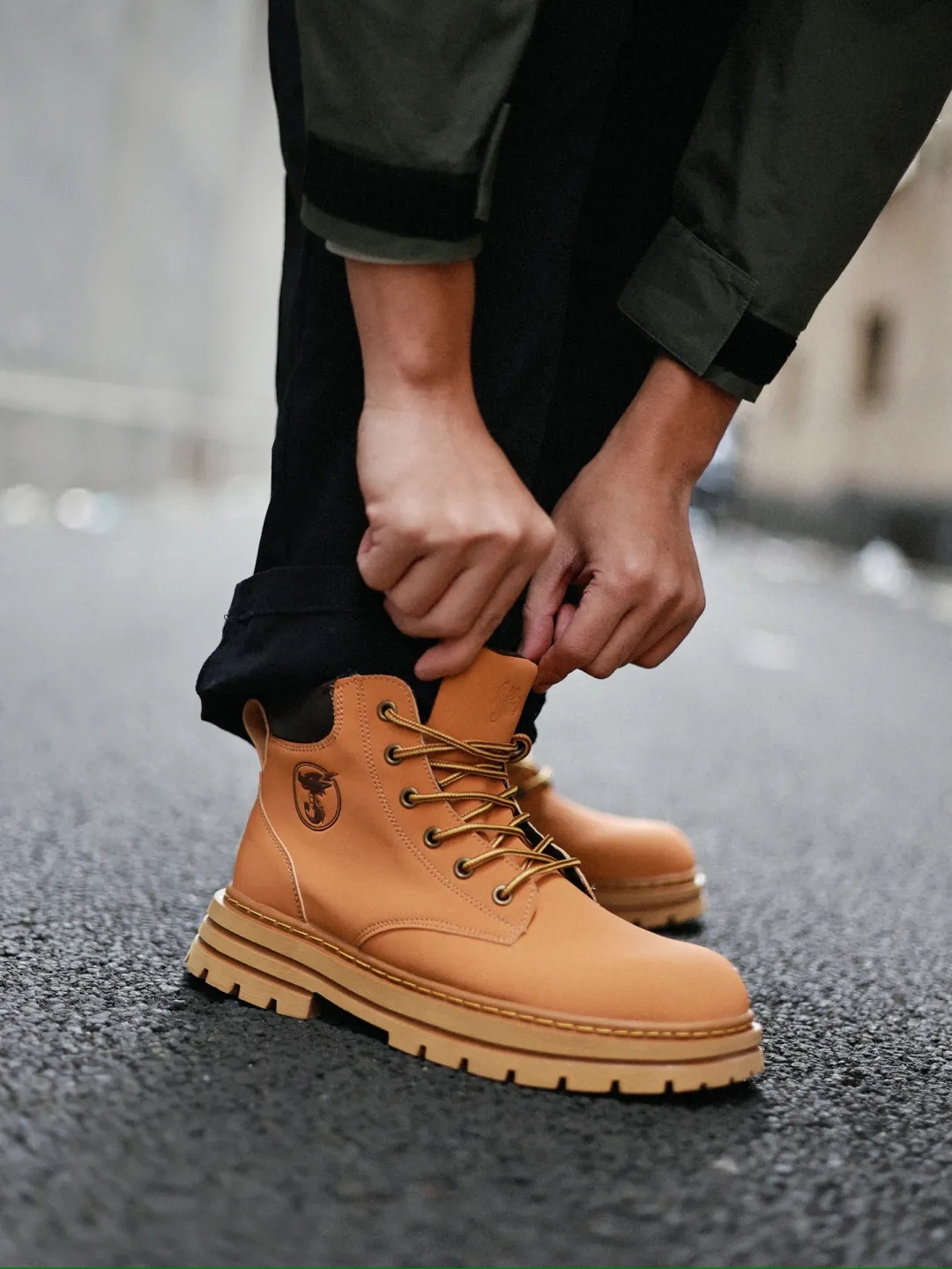 Jifffly unisex Martin with increased height, wear resistance, and new thick wool British workwear, outdoor casual yellow boots