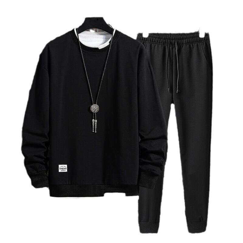 Designer Leisure High Quality Men's Clothing two piece sweatshirt men's suit spring and autumn new version round neck bottoming casual long 