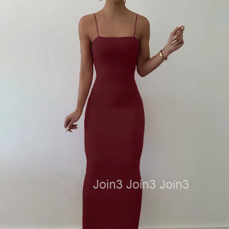 Summer Black Sexy Dress Women Streetwear Sleeveless Backless Solid Spaghetti Strap Bodycon Casual Clubwear Elegant Party Dresses