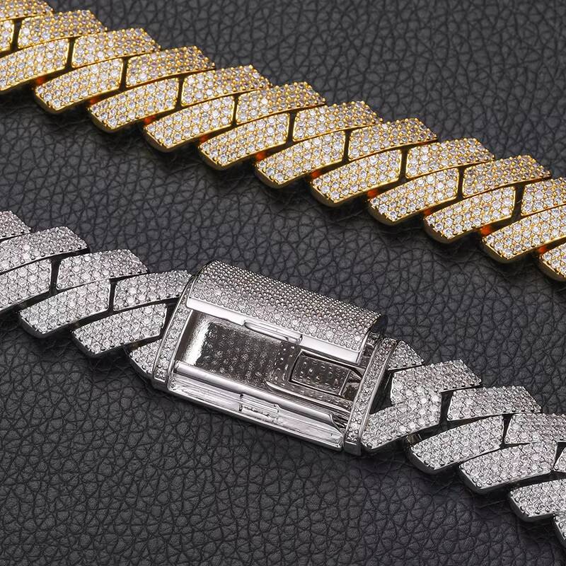 Acceted Custom 16mm 925 Sterling Silver VVS Moissanite Diamond Heavy Iced Out Miami Cuban Link Chain Necklace for Men