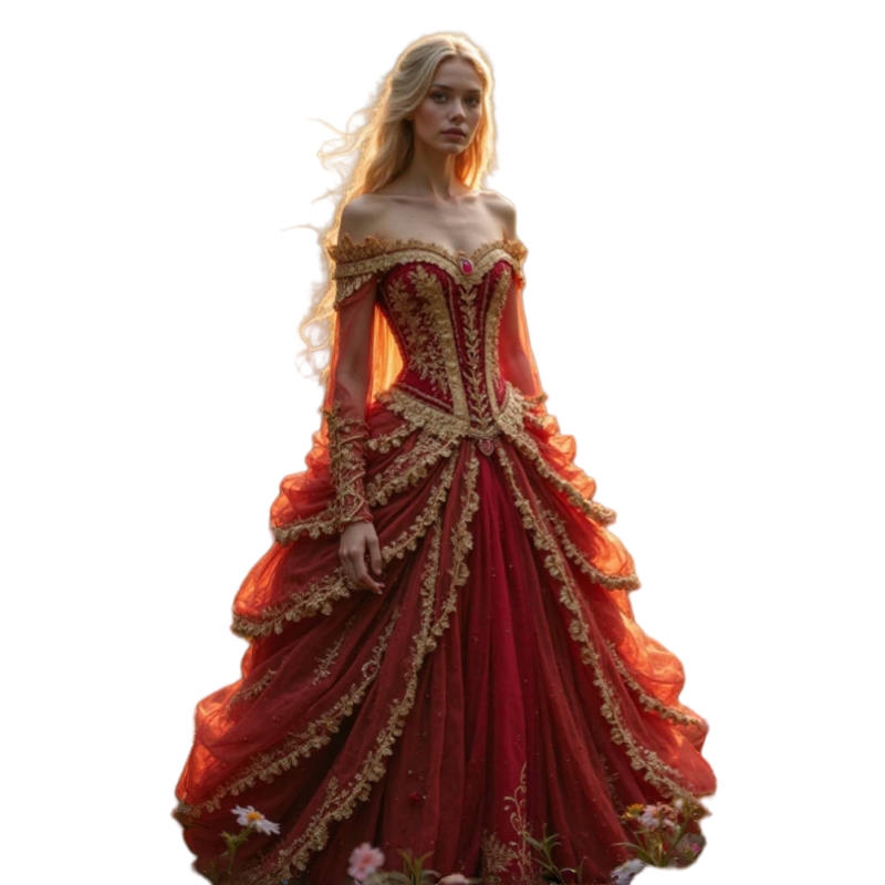 Vintgae Victorian Red With Gold Wedding Dresses Historical Medieval Corset Bridal Gown Golden Lace Appliques Ruched Vestidods Customized Bride Dress O