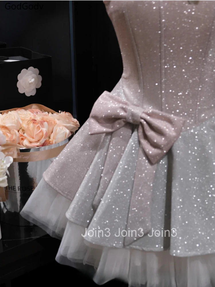 Summer French Vintage Elegant Princess Dress Women Y2k Sexy Bow Design Retro Dress Female Birthday Party Fairy Chic Outfits