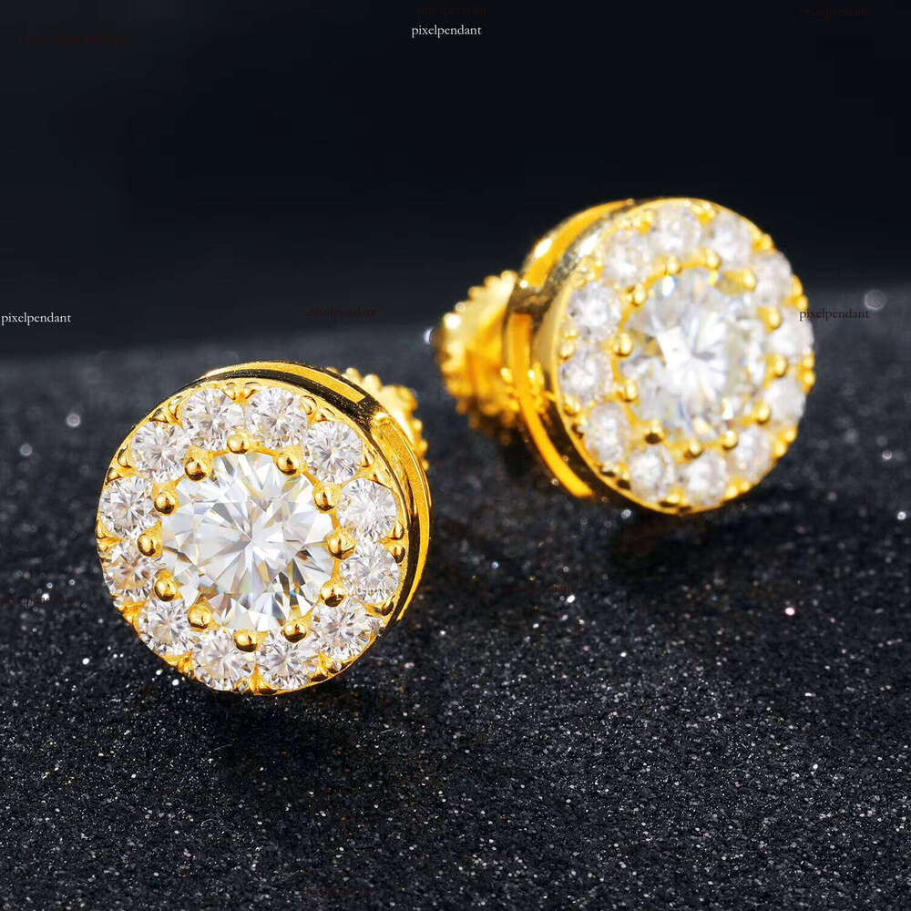 Gra Certified Round Clustered Sterling Sier Silicon Stone Stud Earrings for Men and Women